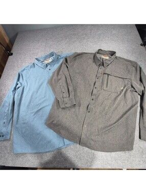 2 Lake Trail Men's XXXL Blue Long Sleeve Button Up Shirts Blue & Gray